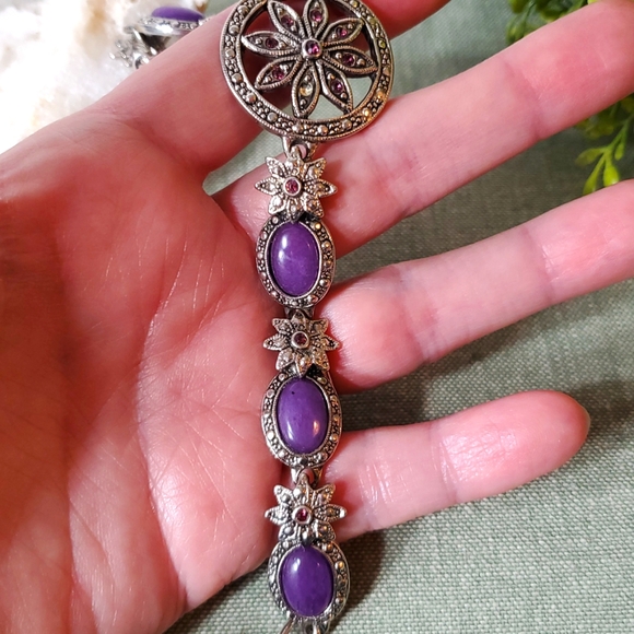 Premiere Designs Elegant Silver and Purple 7" Bracelet - Picture 3 of 7